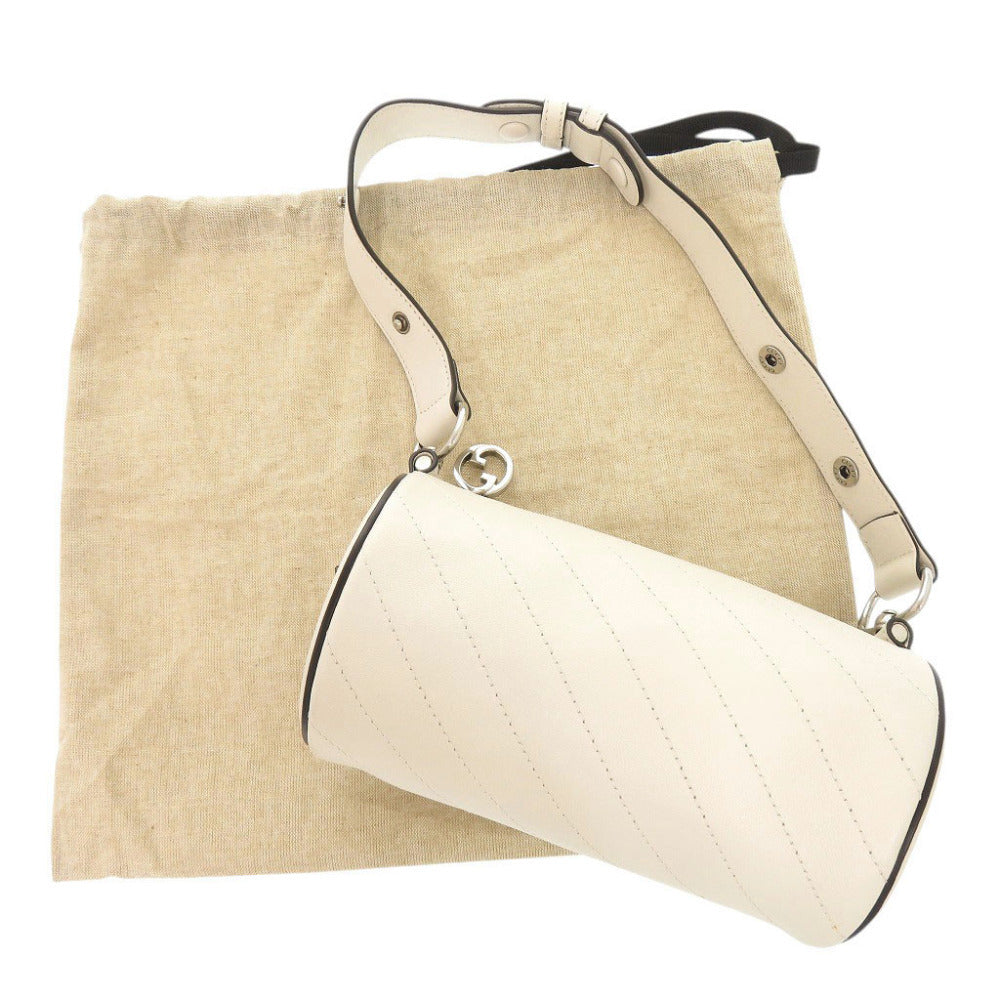 Gucci Blondie Barrel Shoulder Bag 760170, White Diagonal-Stitched Leather, view 2