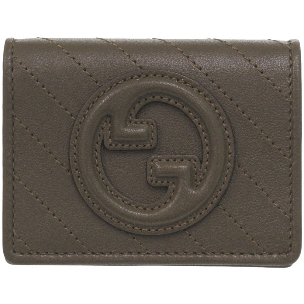 Gucci Blondie Compact Bifold Wallet 760317, Brown Leather, Embossed Interlocking G, view 1