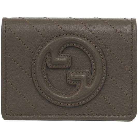 Gucci Blondie Compact Bifold Wallet 760317, Brown Leather, Embossed Interlocking G, view 1