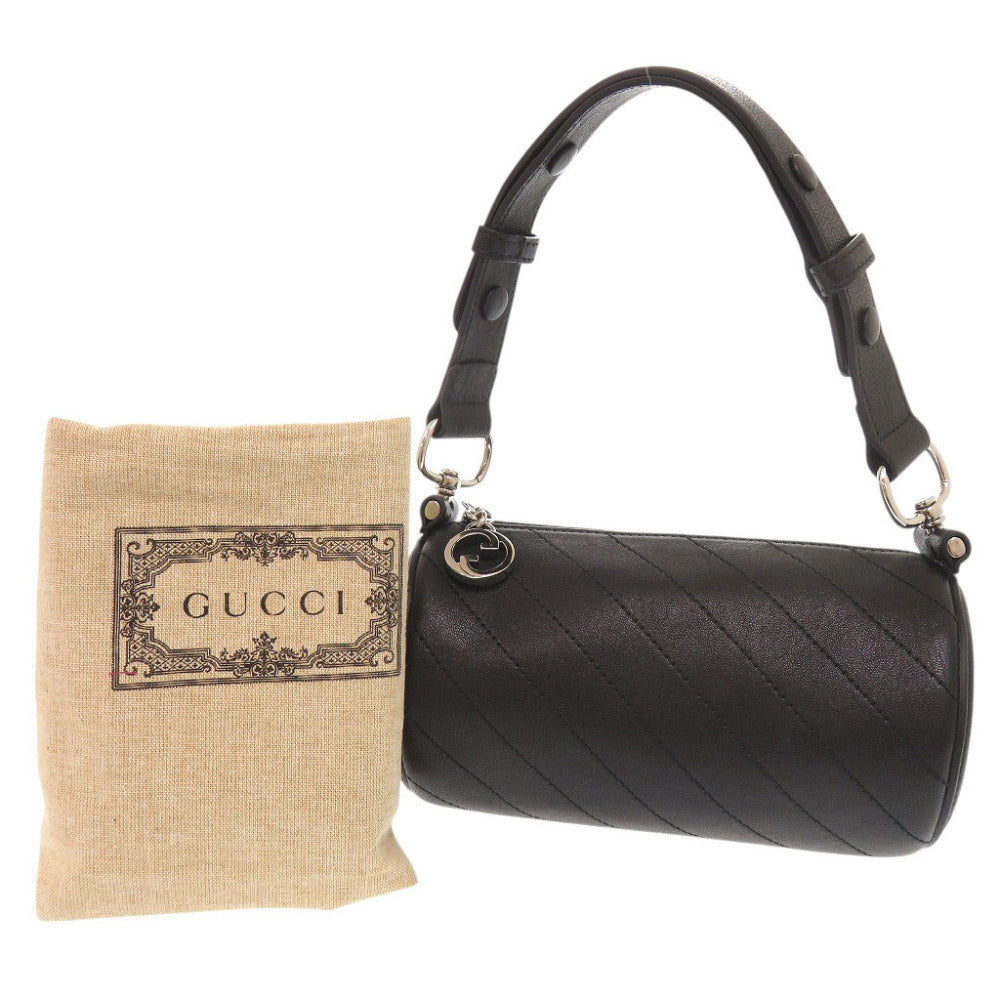 Gucci Blondie Mini Barrel Shoulder Bag 760170, Black Diagonal-Stitched Leather, view 2