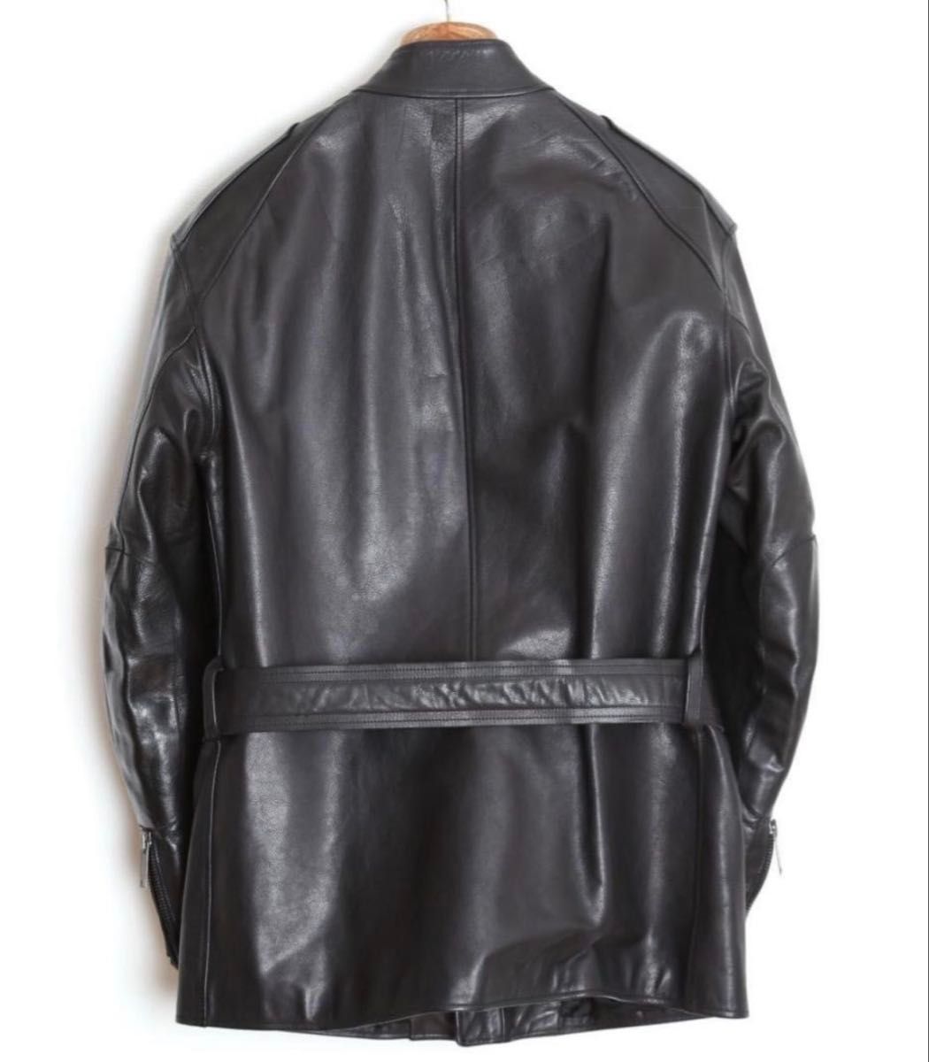 Gucci by Tom Ford AW2004 Belted Buffalo Leather Motorcycle Jacket 122316, Black, Size 48, Unworn, view 2
