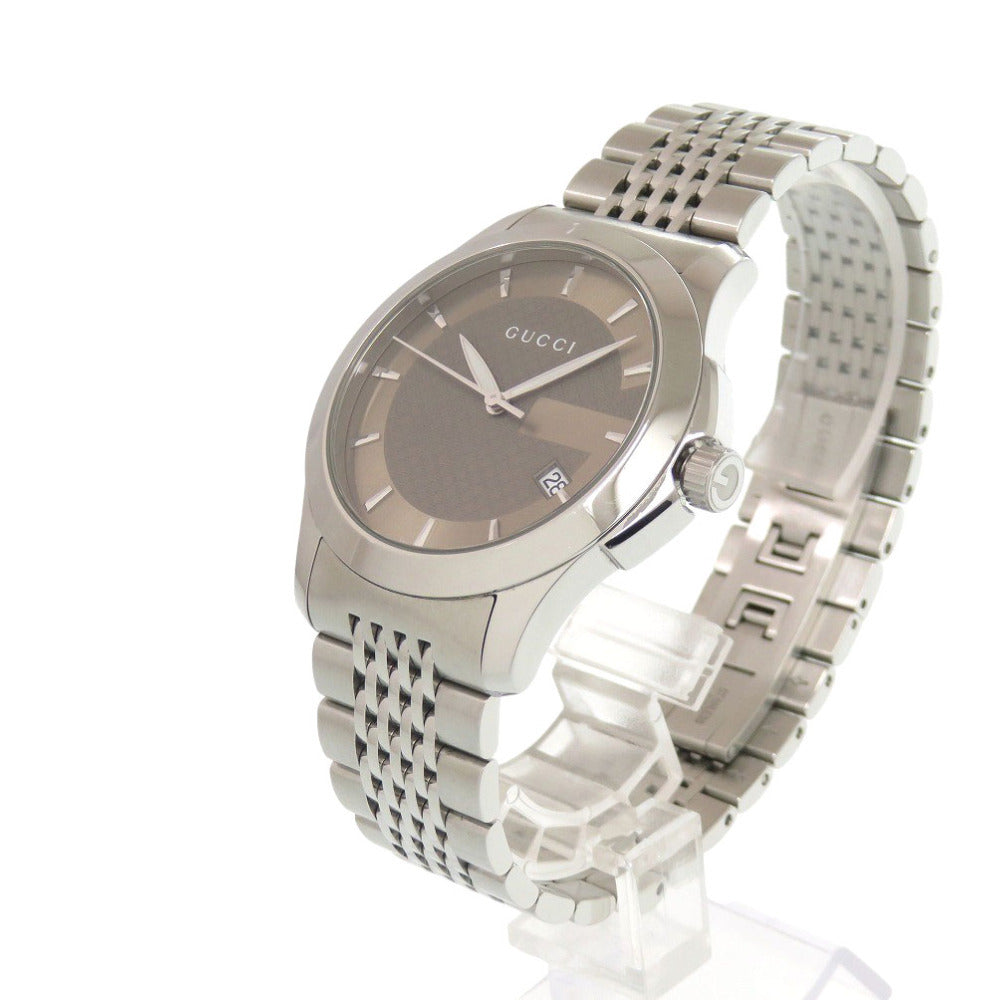 Gucci G-Timeless Watch YA126406, Brown GG Dial, Stainless Steel, Quartz, with Box, view 6