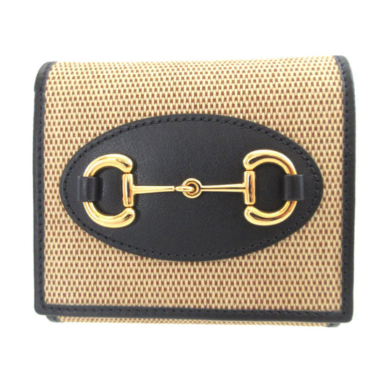 Gucci Horsebit 1955 Card Case Wallet 621891, Beige and Navy Canvas, with Box, view 1