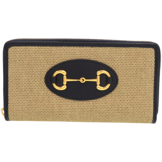Gucci Horsebit 1955 Zip-Around Wallet 621889, Beige and Navy Canvas, with Box, view 1