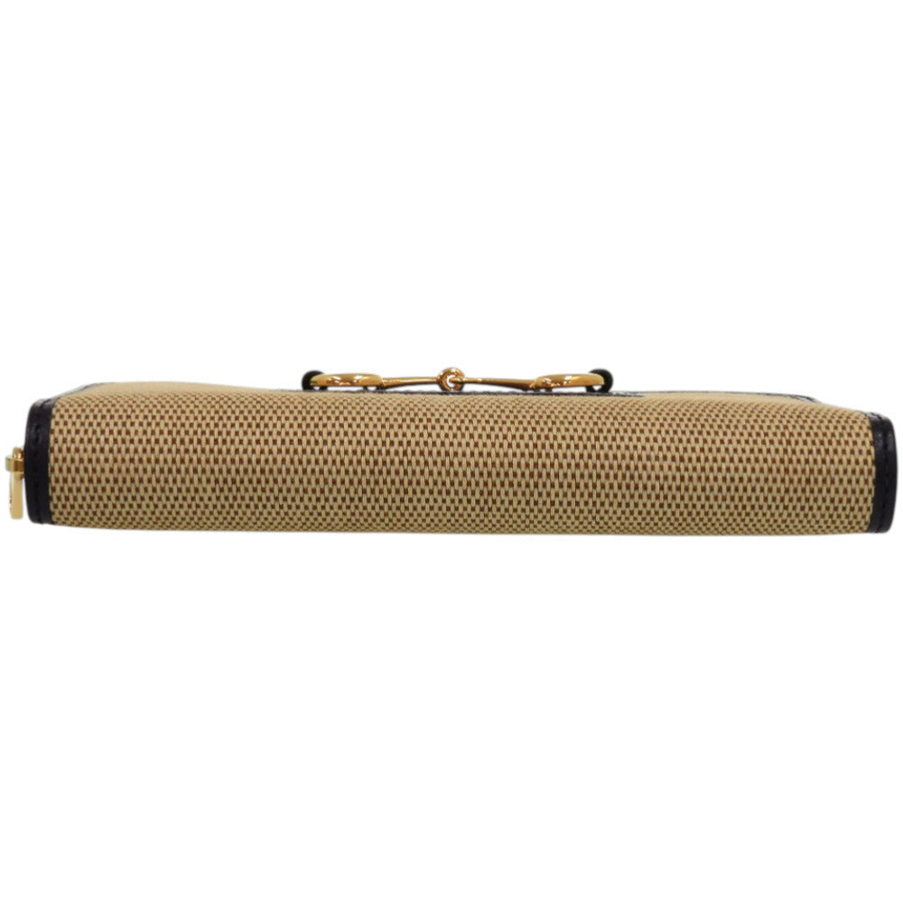Gucci Horsebit 1955 Zip-Around Wallet 621889, Beige and Navy Canvas, with Box, view 4