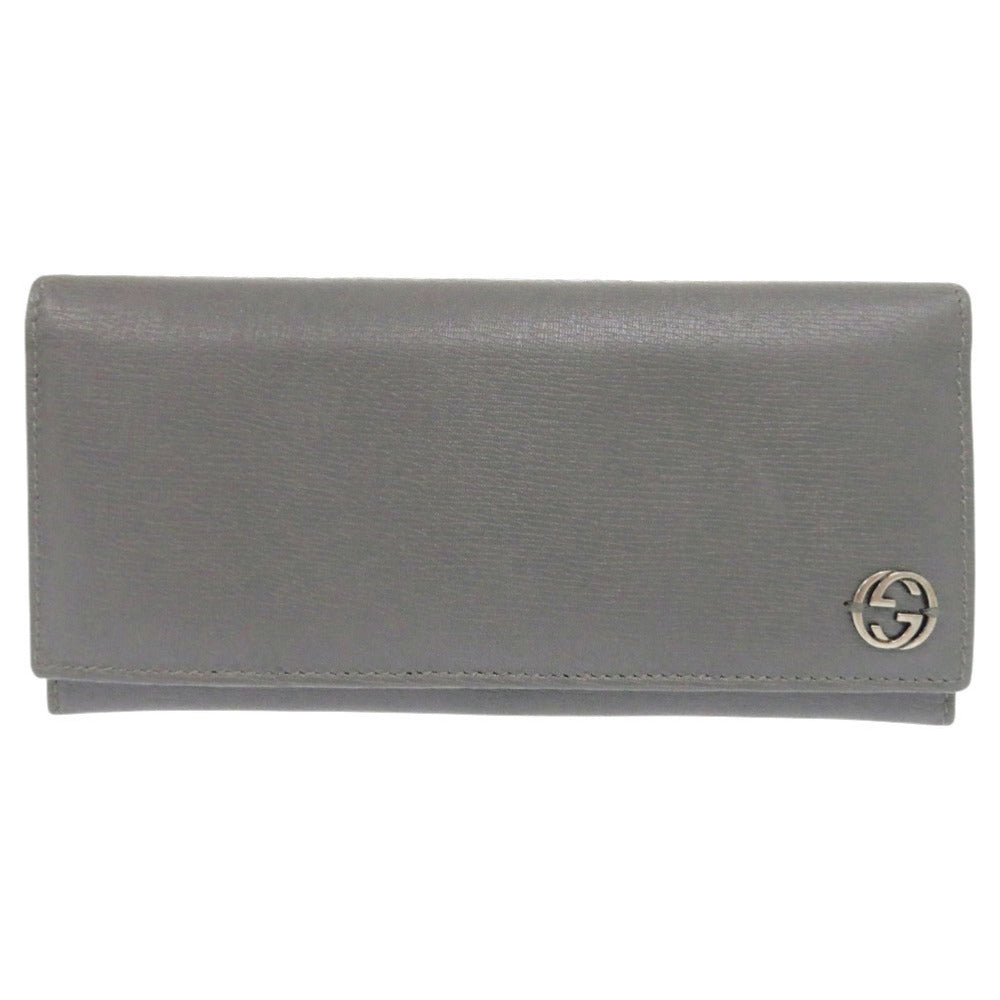 Gucci Interlocking G Long Wallet 256348, Grey Leather, Men's, view 1