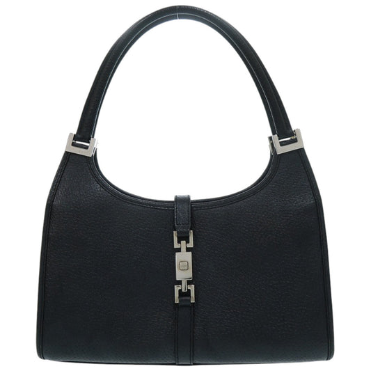 Gucci Jackie Shoulder Bag 0021068, Black Leather, Silver-Tone Piston Clasp, view 1