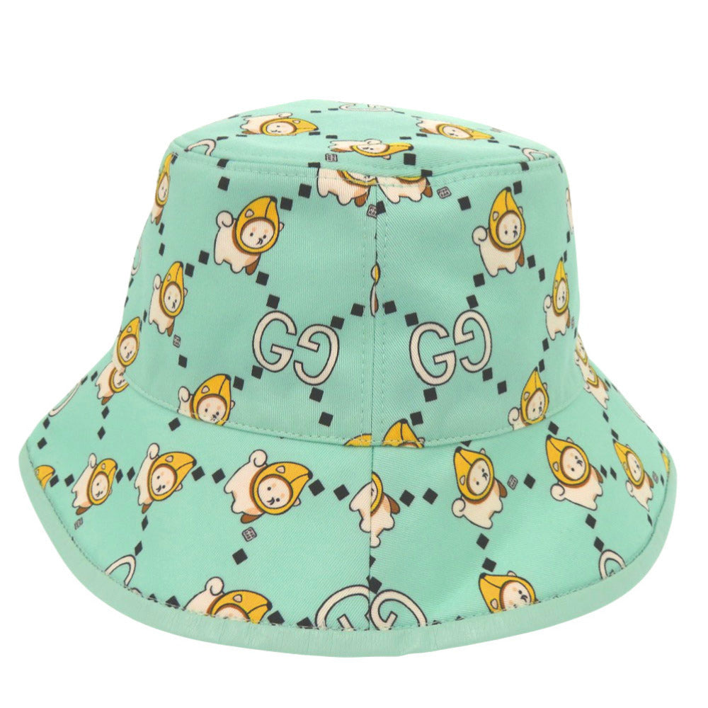Gucci Kawaii Print Bucket Hat 736960, Mint Green Cotton, Size XS (56 cm), view 1