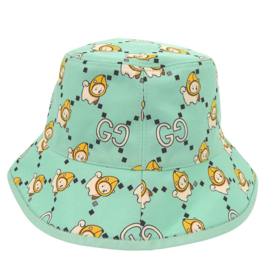 Gucci Kawaii Print Bucket Hat 736960, Mint Green Cotton, Size XS (56 cm), view 1