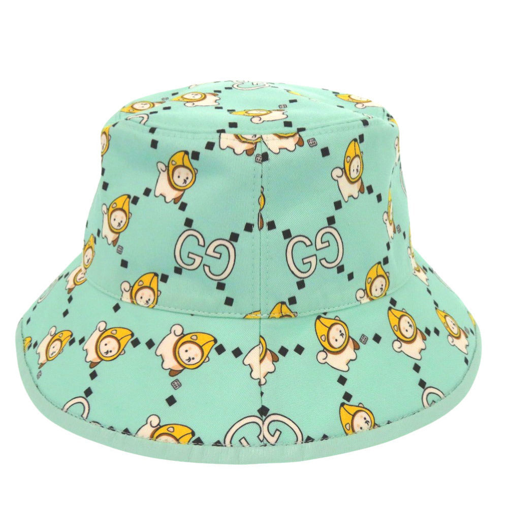Gucci Kawaii Print Bucket Hat 736960, Mint Green Cotton, Size XS (56 cm), view 2