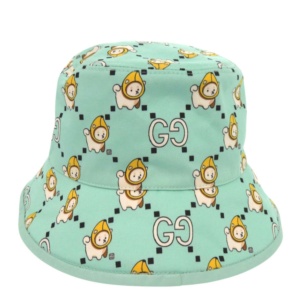 Gucci Kawaii Print Bucket Hat 736960, Mint Green Cotton, Size XS (56 cm), view 3