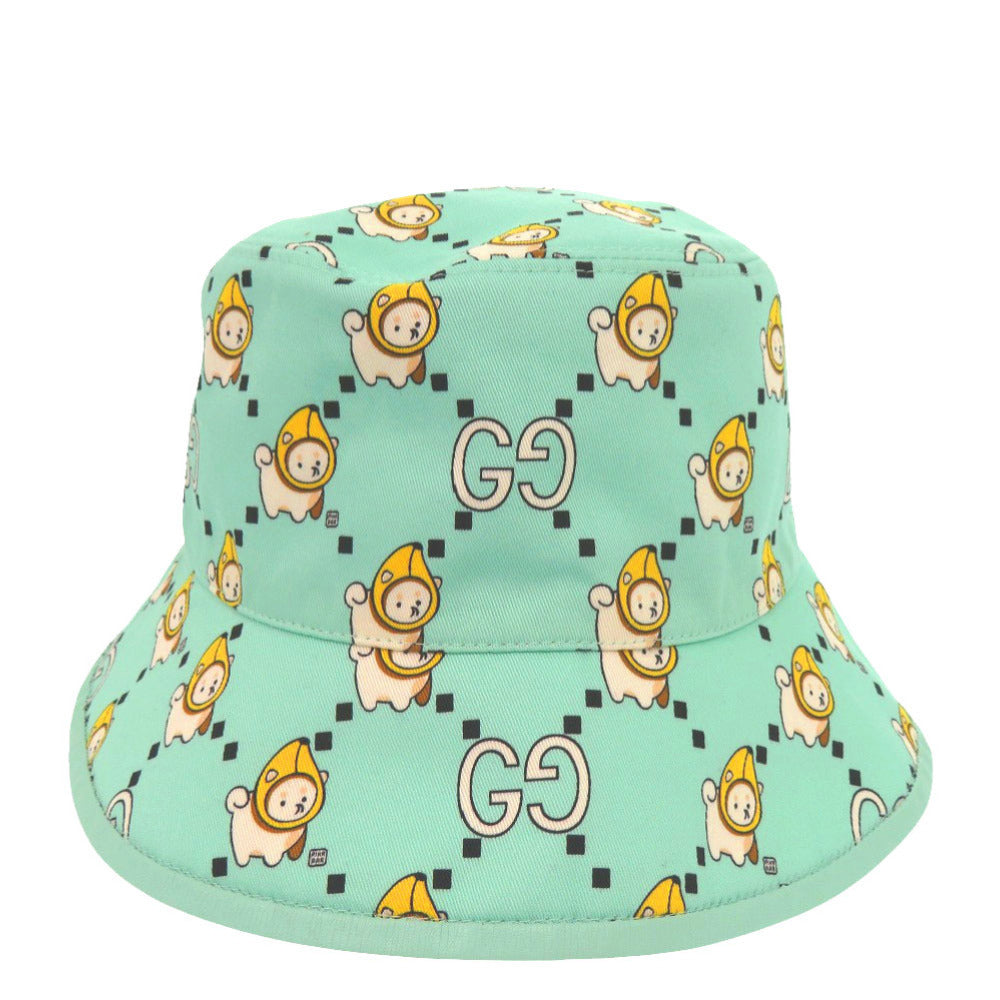 Gucci Kawaii Print Bucket Hat 736960, Mint Green Cotton, Size XS (56 cm), view 4