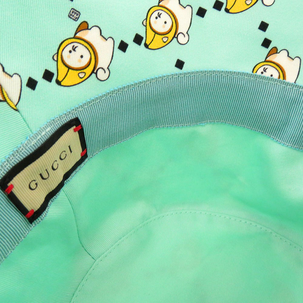 Gucci Kawaii Print Bucket Hat 736960, Mint Green Cotton, Size XS (56 cm), view 6