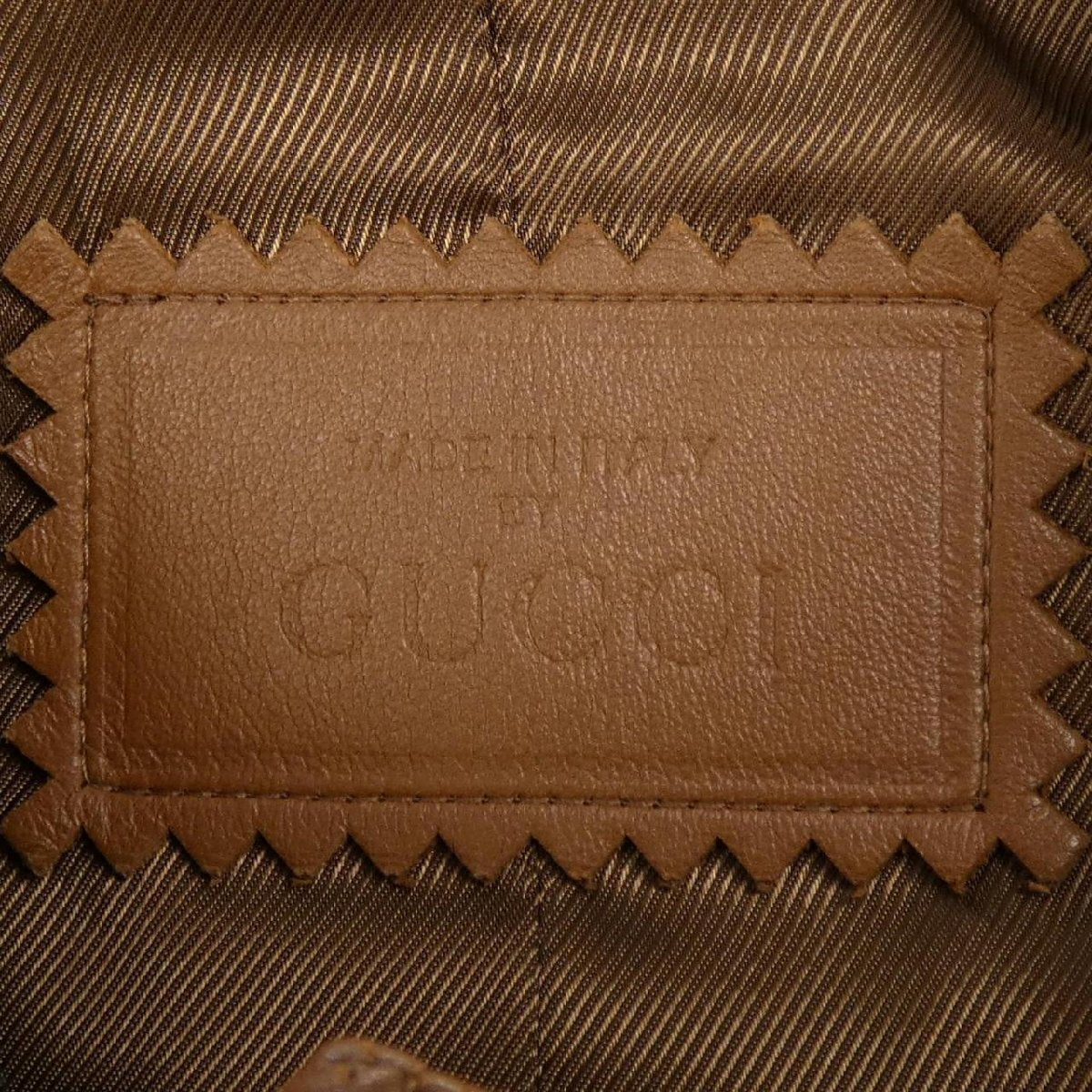 Gucci Lambskin Leather Bomber Jacket 694614 XNAPL with Web Knit Collar and Cuffs, Cognac Brown, Size 46, view 5