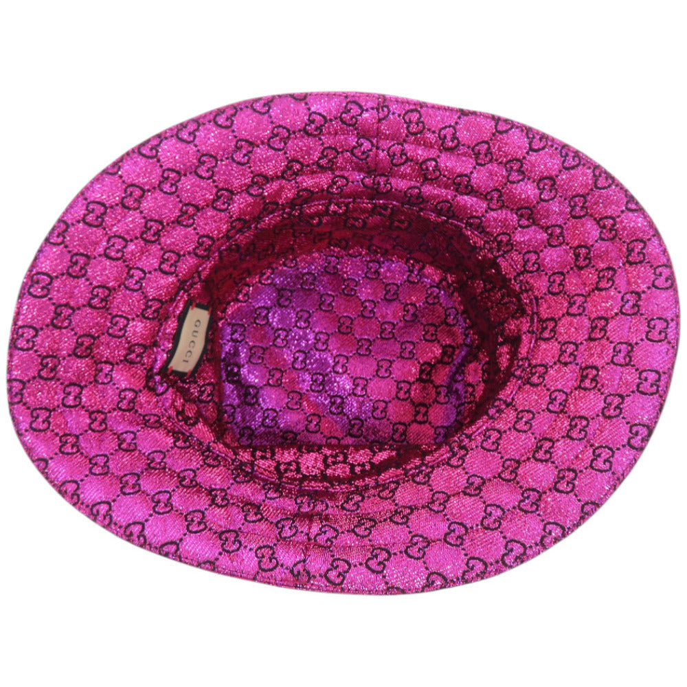 Gucci Metallic Jacquard Reversible Bucket Hat, Pink, view 6