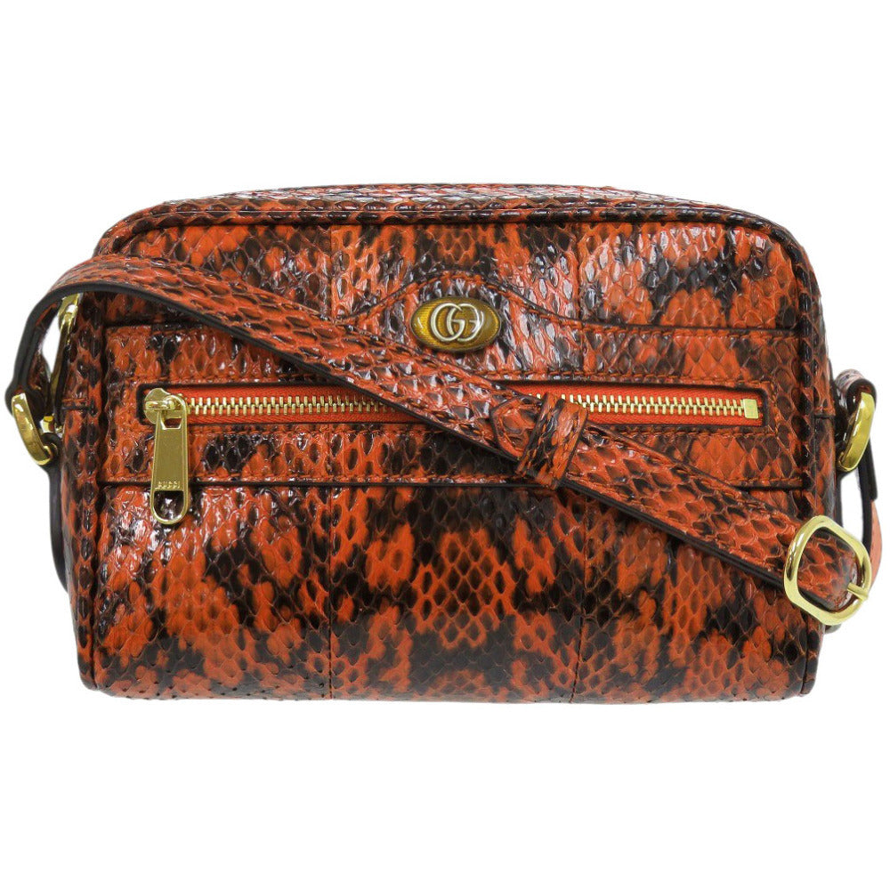 Gucci Ophidia Small Shoulder Bag 517350, Orange Python, Gold-Tone GG, view 1