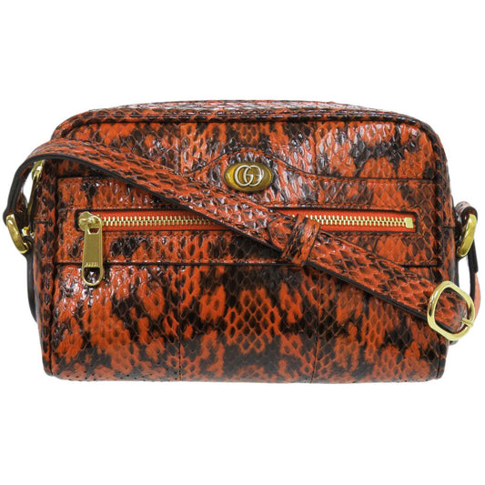 Gucci Ophidia Small Shoulder Bag 517350, Orange Python, Gold-Tone GG, view 1