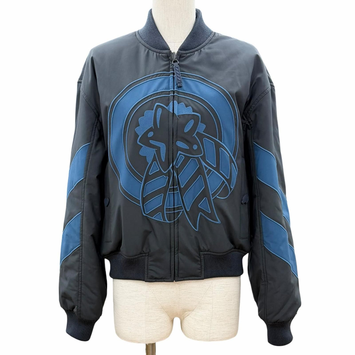 Hermès 2025 Reversible Padded Blouson 5H0150DQ, Bleu and Noir Panels, Logo Patches, Unused, Women’s 36, view 1
