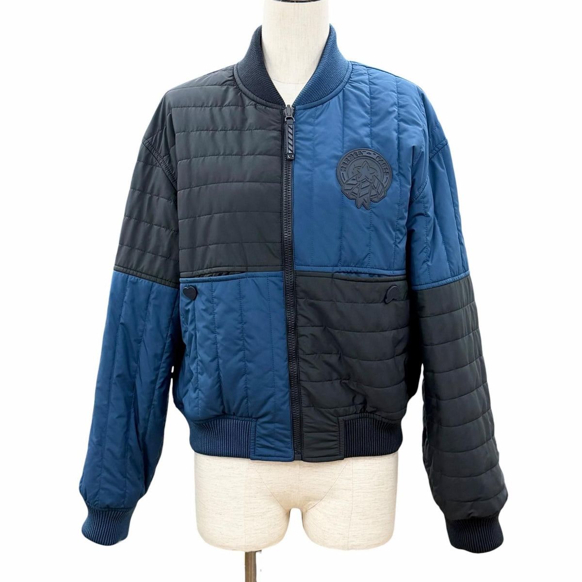 Hermès 2025 Reversible Padded Blouson 5H0150DQ, Bleu and Noir Panels, Logo Patches, Unused, Women’s 36, view 2