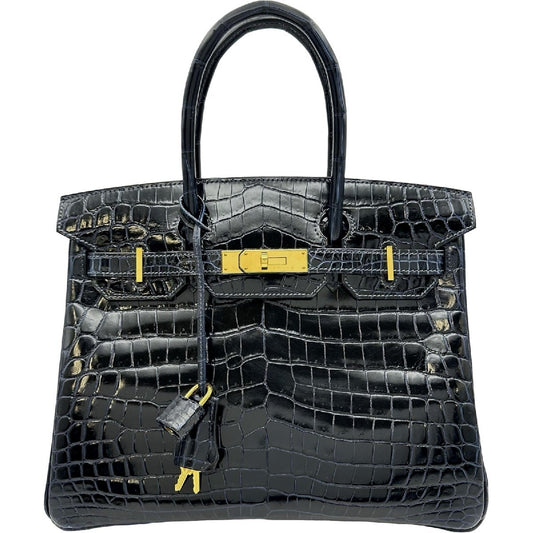 Hermès Birkin 30 in Shiny Niloticus Crocodile, Bleu Marine, Gold Hardware, B Stamp 2023, Full Set, view 1