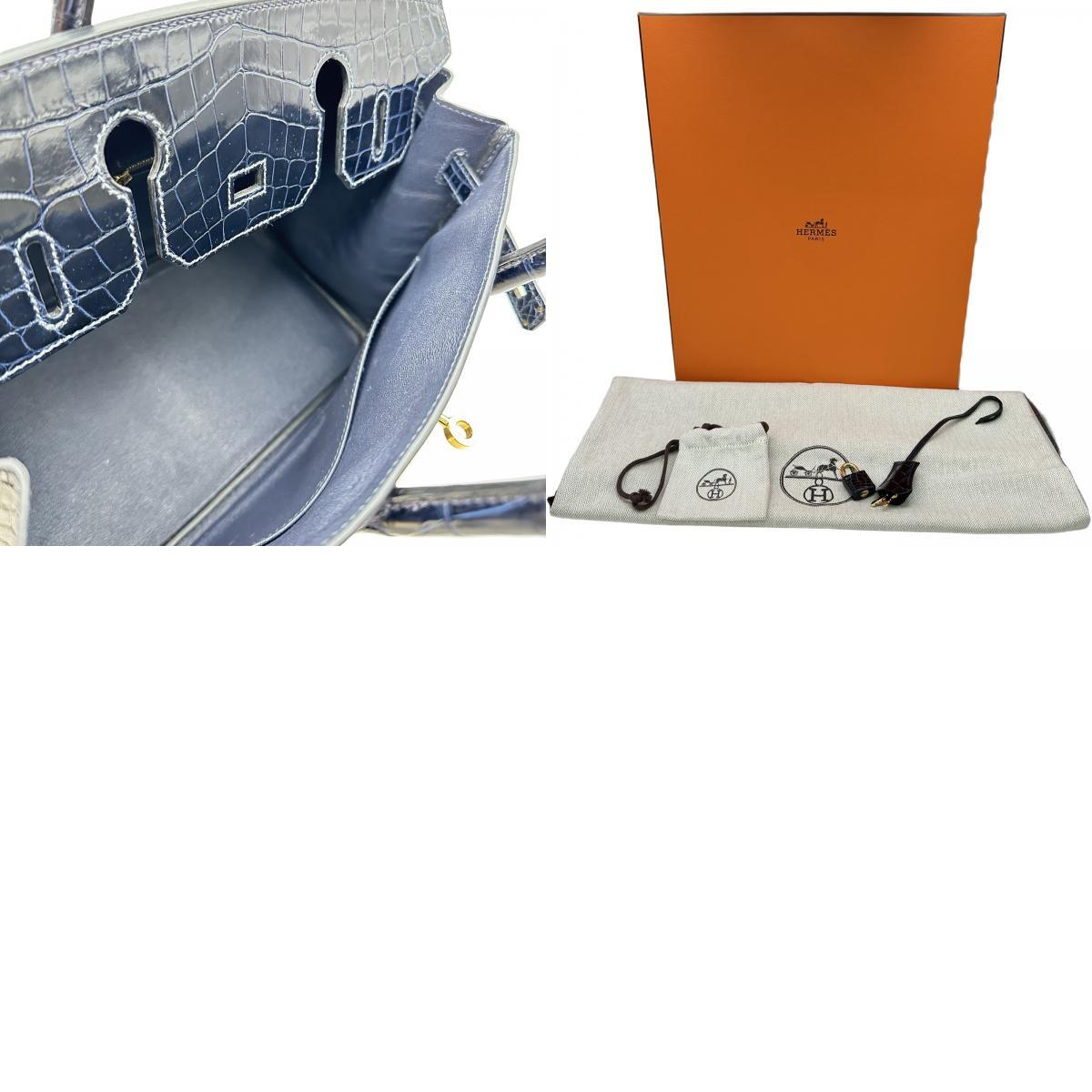 Hermès Birkin 30 in Shiny Niloticus Crocodile, Bleu Marine, Gold Hardware, B Stamp 2023, Full Set, view 10