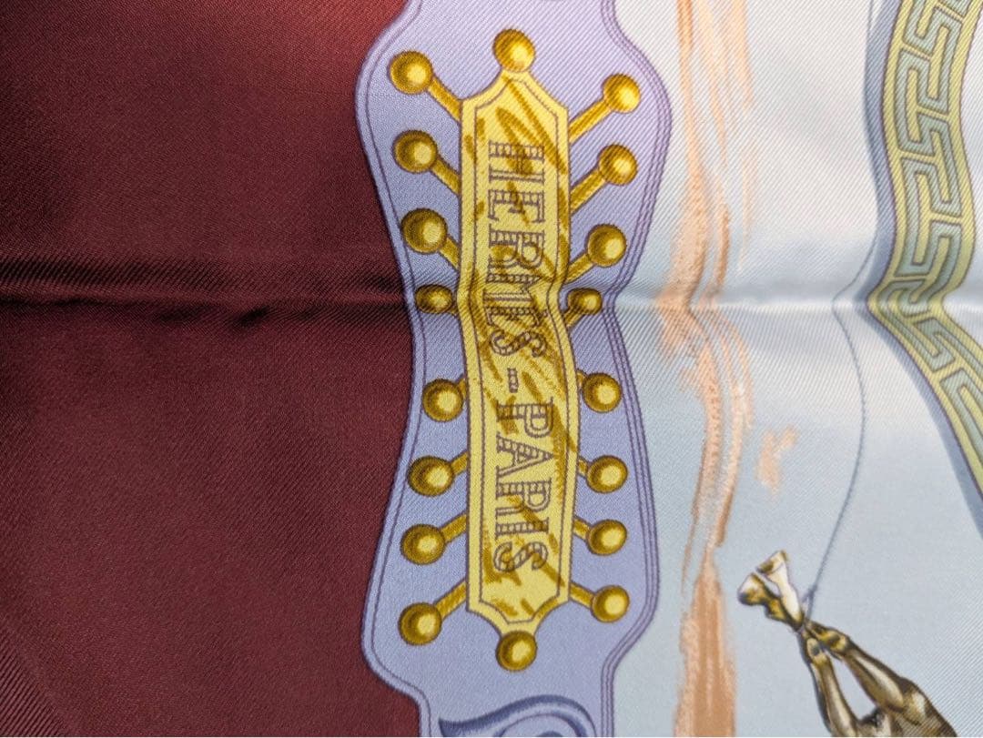 Hermès Charreada Carré 90 Silk Twill Scarf, Mexican Charro Saddlery on Burgundy, view 6