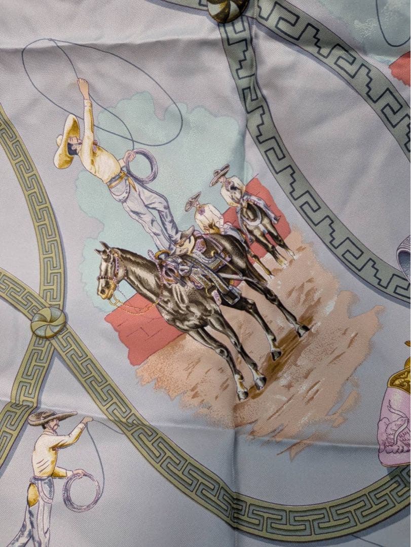 Hermès Charreada Carré 90 Silk Twill Scarf, Mexican Charro Saddlery on Burgundy, view 9