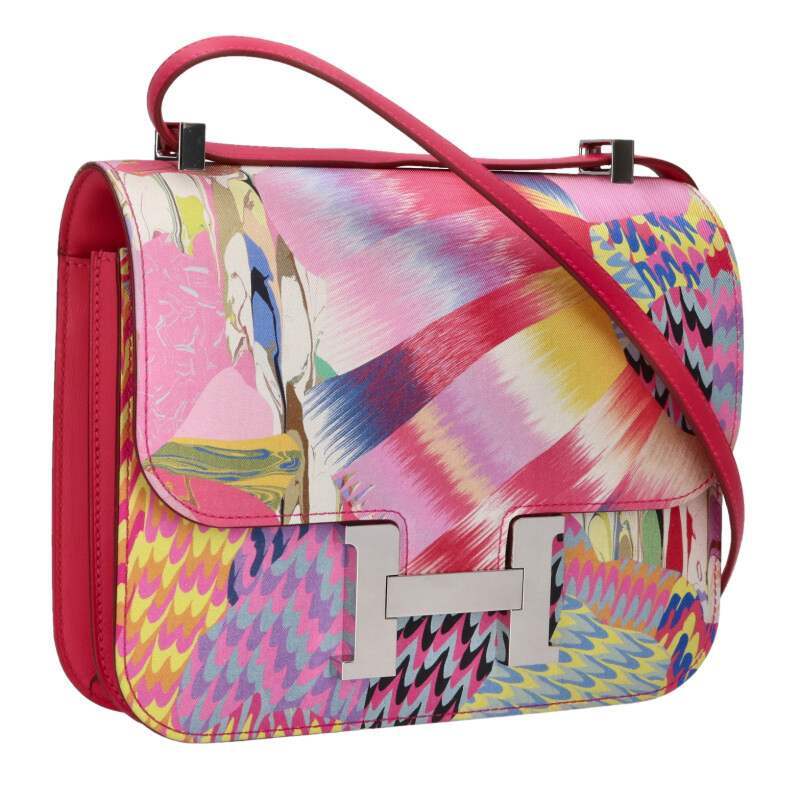 Hermès Constance 3 24 Kyoto Marble Silk and Swift, Rose Mexico, Palladium Hardware, Z Stamp 2021, view 1