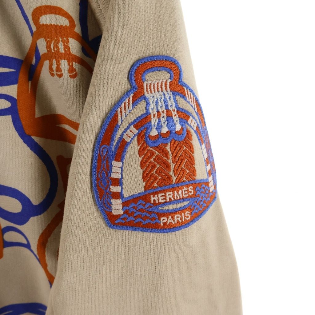 Hermès Fantaisie d’Étriers Cotton Zip Blouson 3E4201DI, Beige with Stirrup Print, Spring-Summer 2023, Women’s 38, view 5
