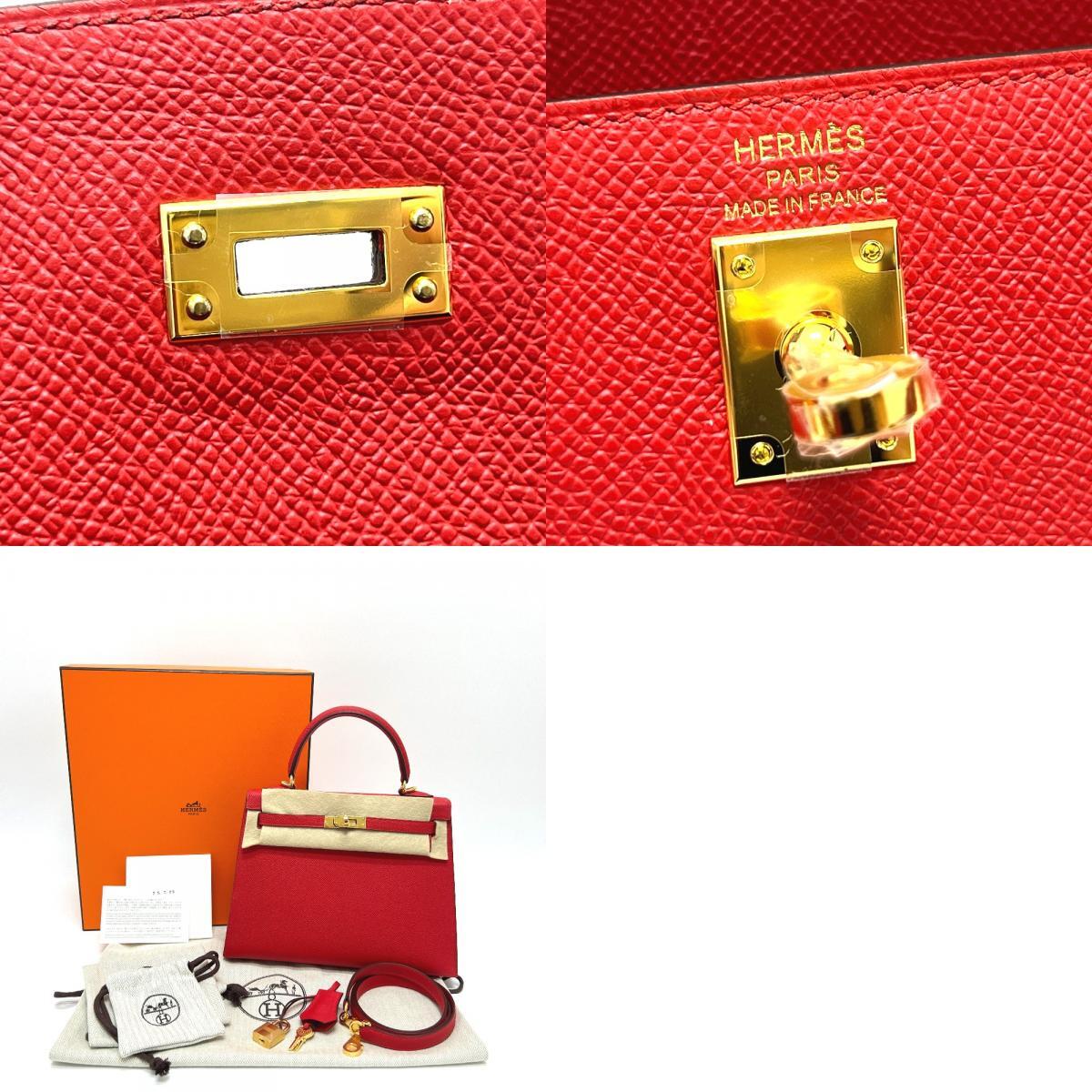 Hermès Kelly 25 Sellier 2025 Red Epsom with Gold Hardware, Brand New Full Set, view 10