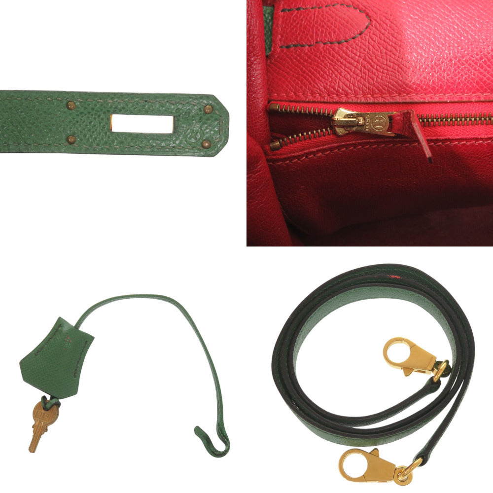 Hermès Kelly 32 Retourne, Bicolour Rouge Vif and Vert Courchevel, Gold Hardware, 1994, view 7