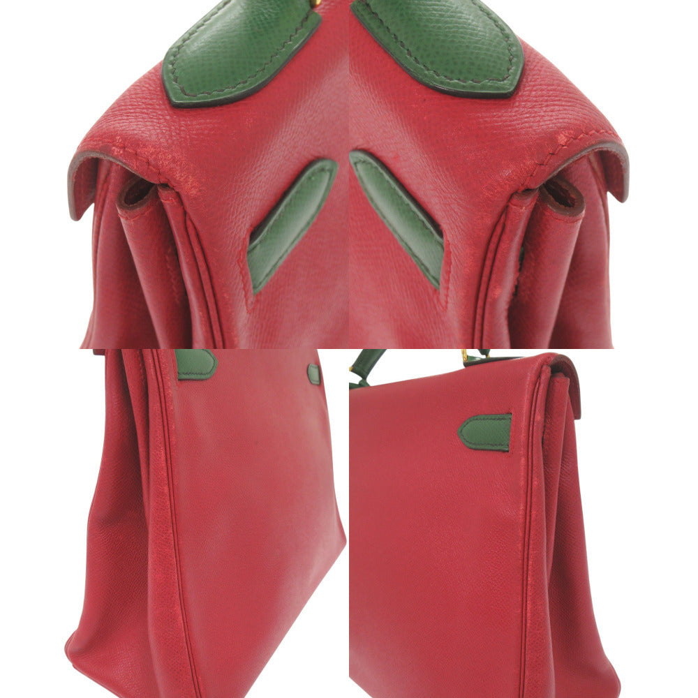 Hermès Kelly 32 Retourne, Bicolour Rouge Vif and Vert Courchevel, Gold Hardware, 1994, view 8