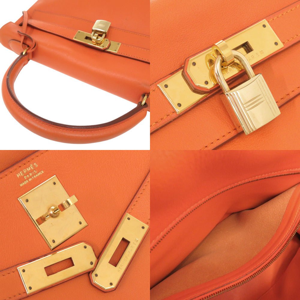 Hermès Kelly 32 Retourne, Orange Vache Gulliver, Gold Hardware, 1996, Full Set, view 7