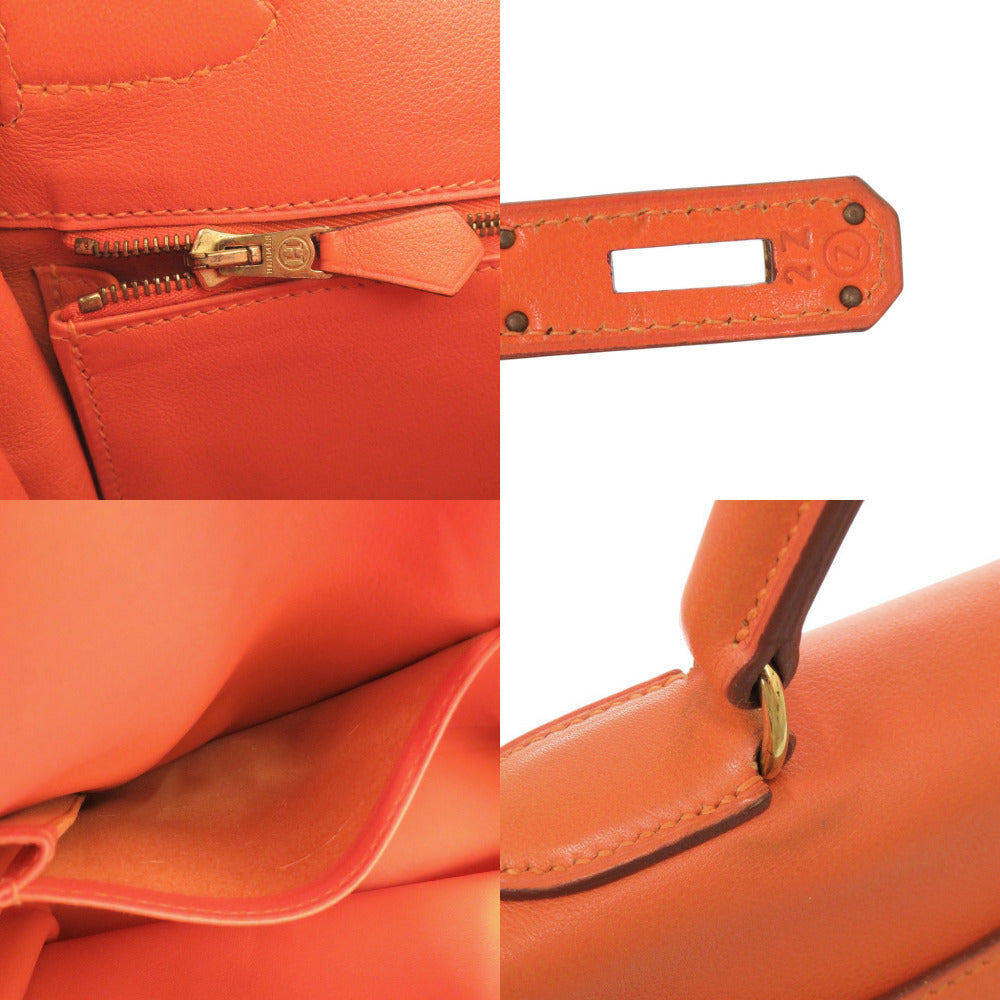 Hermès Kelly 32 Retourne, Orange Vache Gulliver, Gold Hardware, 1996, Full Set, view 8