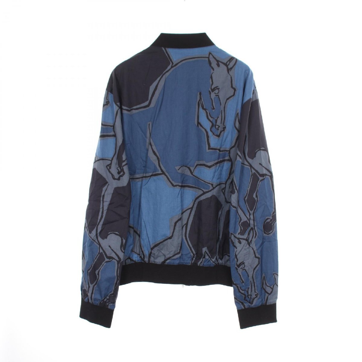 Hermès La Danse des Chevaux Reversible Bomber Jacket, Blue and Black, Size 56, Made in France, view 2