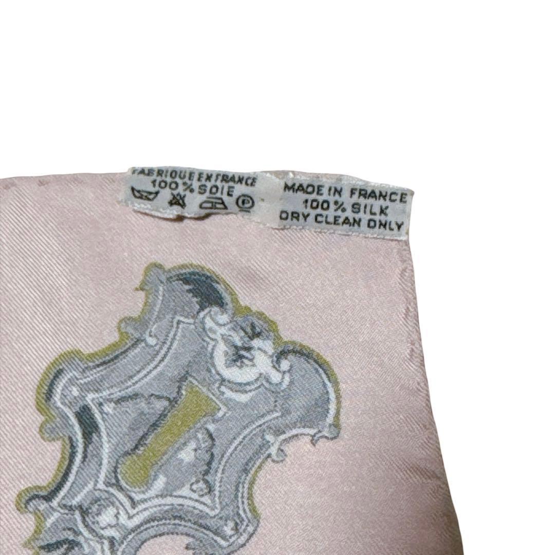 Hermès Les Clés Carré 90 Silk Twill Scarf, Antique Keys on Ivory with Pink Border, view 6