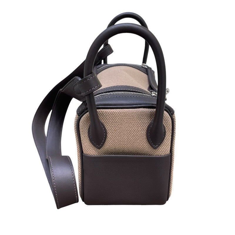 Hermès Mini Lindy in Toile and Swift, Mousse and Bai Brun, Palladium Hardware, G Stamp 2026, Unused, view 3