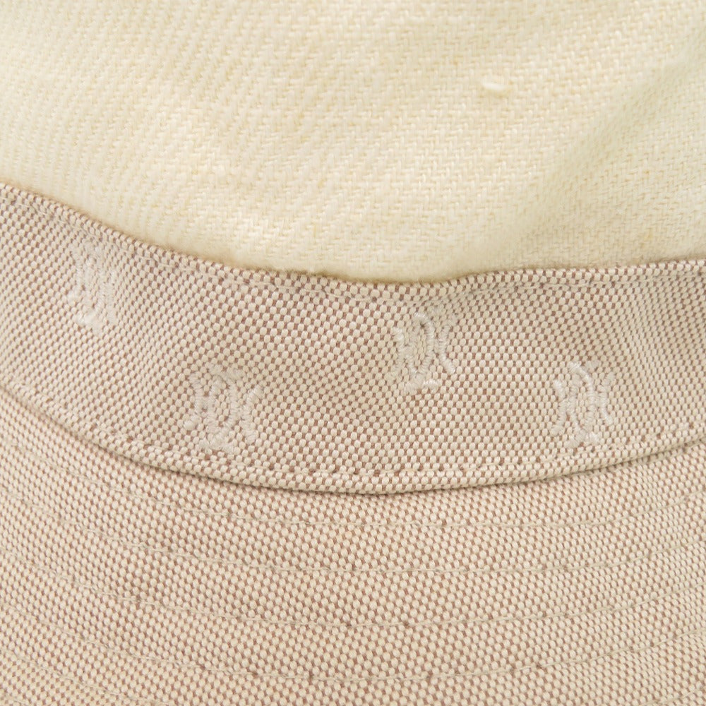 Hermès Motsch Bucket Hat, White and Beige Cotton, Size 56, view 3