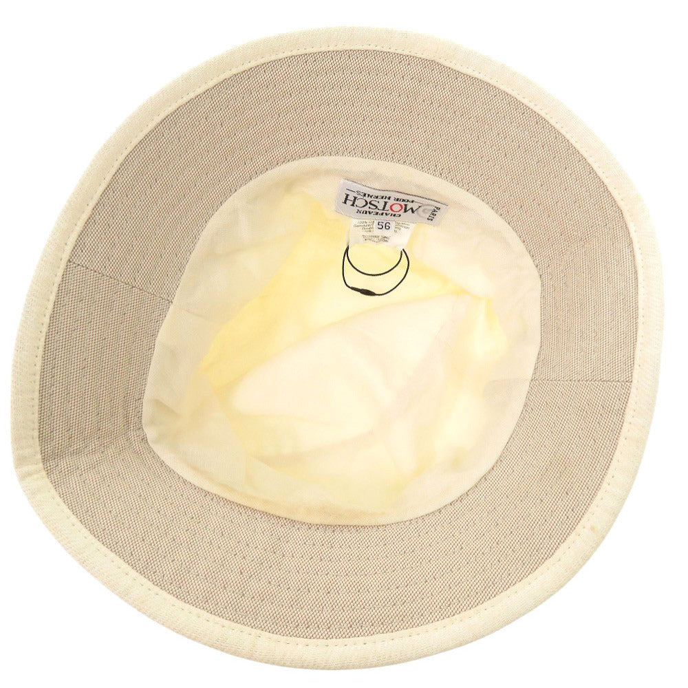 Hermès Motsch Bucket Hat, White and Beige Cotton, Size 56, view 4