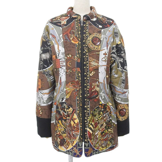 Hermès Mythologies des Hommes Long Reversible Silk Jacket, Padded, Black Reverse, Size ME, view 1