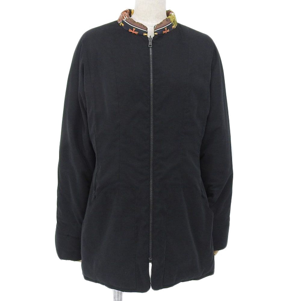 Hermès Mythologies des Hommes Long Reversible Silk Jacket, Padded, Black Reverse, Size ME, view 2