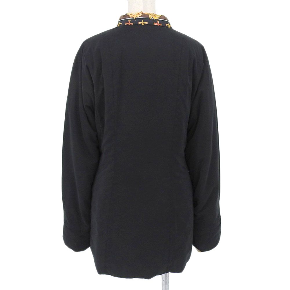 Hermès Mythologies des Hommes Long Reversible Silk Jacket, Padded, Black Reverse, Size ME, view 3