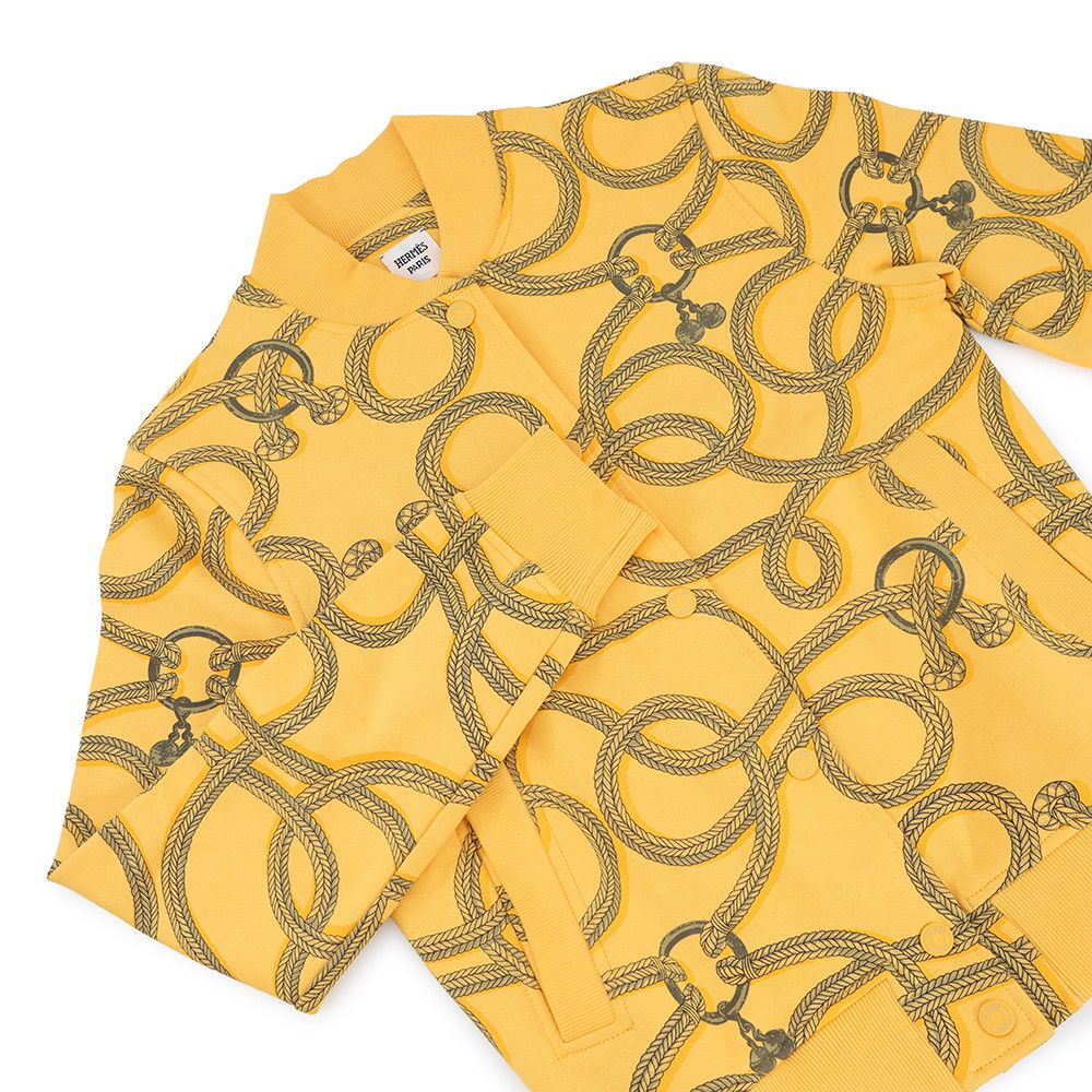 Hermès Palefroi Remix Teddy Blouson, Jaune Mimosa Cotton with Snap Front, Made in Italy, Women’s 34, view 3