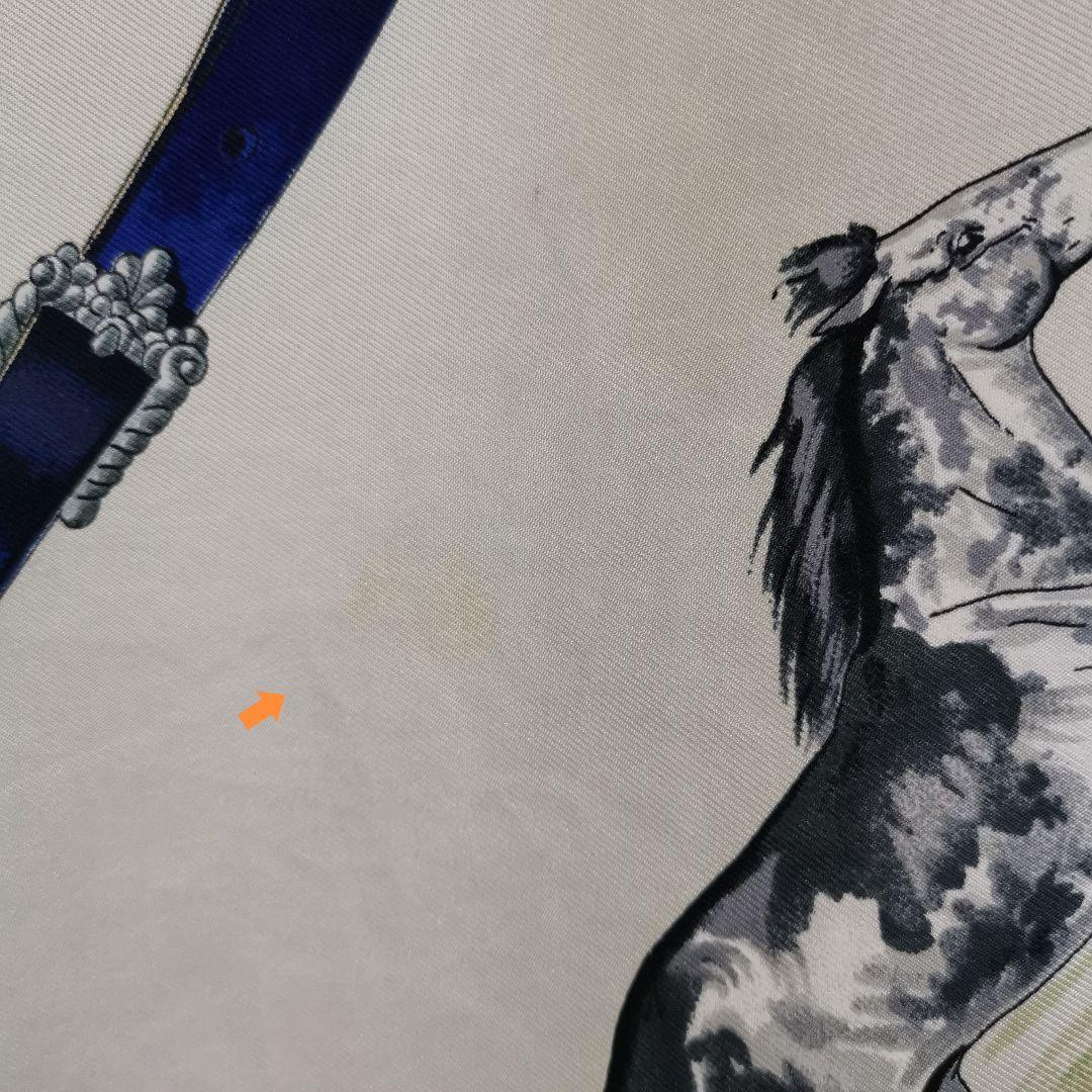 Hermès Pampa Carré 90 Silk Twill Scarf, Gauchos and Bolas on Ivory with Navy, view 8
