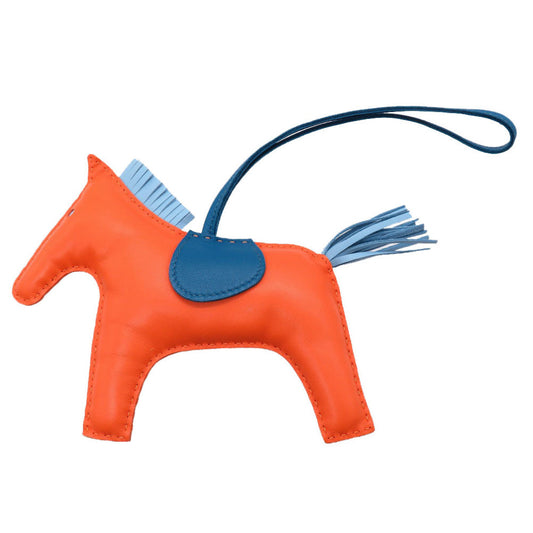Hermès Rodeo GM Bag Charm, Feu, Céleste and Bleu Izmir Lambskin, view 1