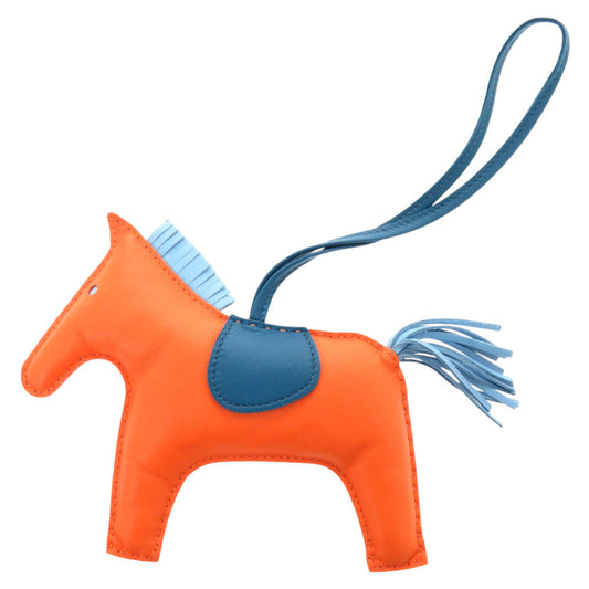 Hermès Rodeo MM Bag Charm, Feu, Céleste and Bleu Izmir Lambskin, view 1