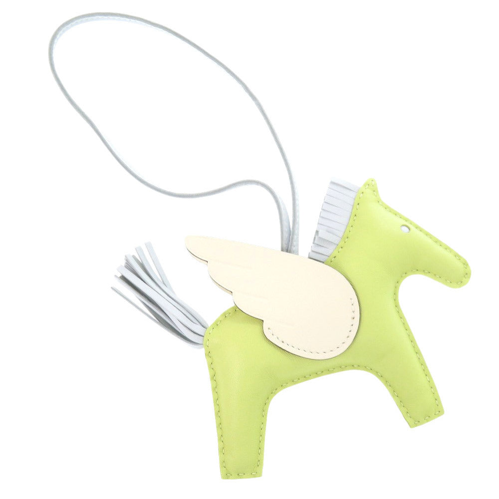 Hermès Rodeo Pegase MM Bag Charm, Lime Green, Nata and Pale Blue Lambskin, 2022, view 3
