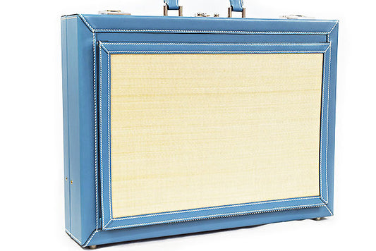 Hermès Special Order Attaché Case, Blue Jean Gulliver Calfskin and Natural Horsehair, Kelly Strap Pocket, 2000, Unused, view 1