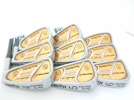 HONMA Twin Marks PROTUNE-S FORGED ALL GOLD 3-Star Iron Set, 9 Clubs, Honma 3-star carbon Stiff Flex, view 1