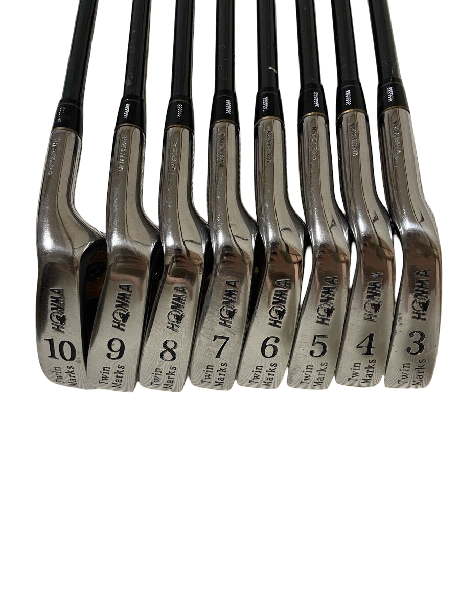 HONMA TwinMarks PROTUNE 5-Star iron set 3–10 – soles lined up, numbered 3 to 10
